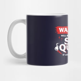 Distracted by Side Quests if Left Unattended Light Red Warning Label Mug